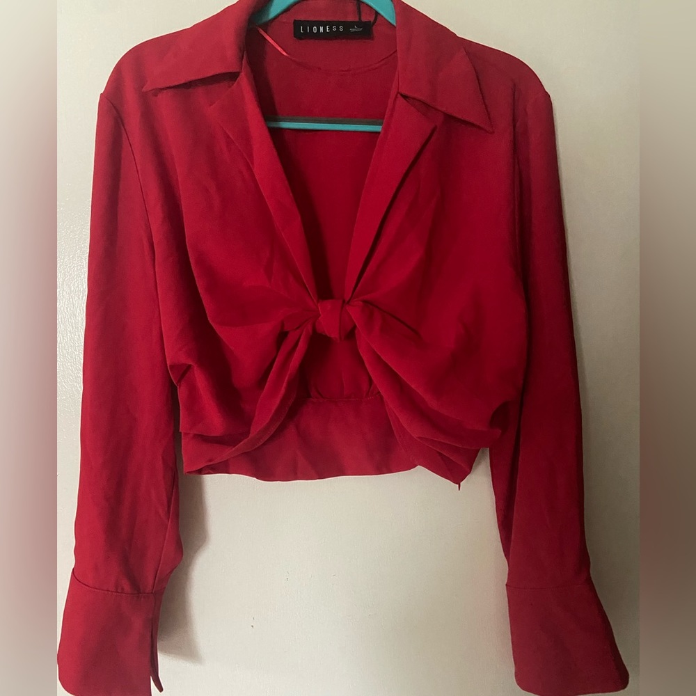 Red crop top with twist front.